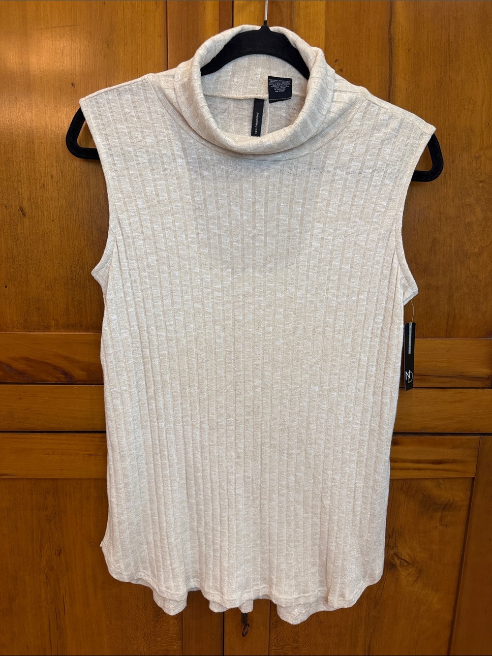 NWT New Directions Sleeveless Super Soft Ribbed Turtleneck Top - Oatmeal L